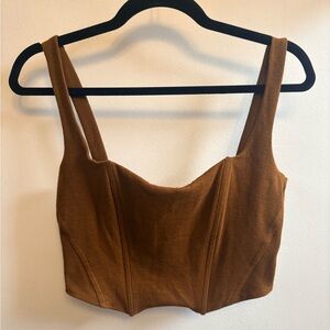 Knit Corset Cropped Tank Top in Espresso